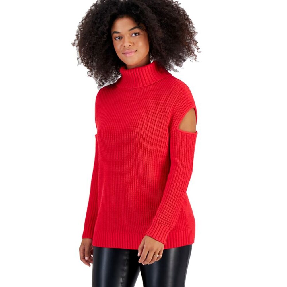 Bar III Women's Turtleneck Cutout Sweater